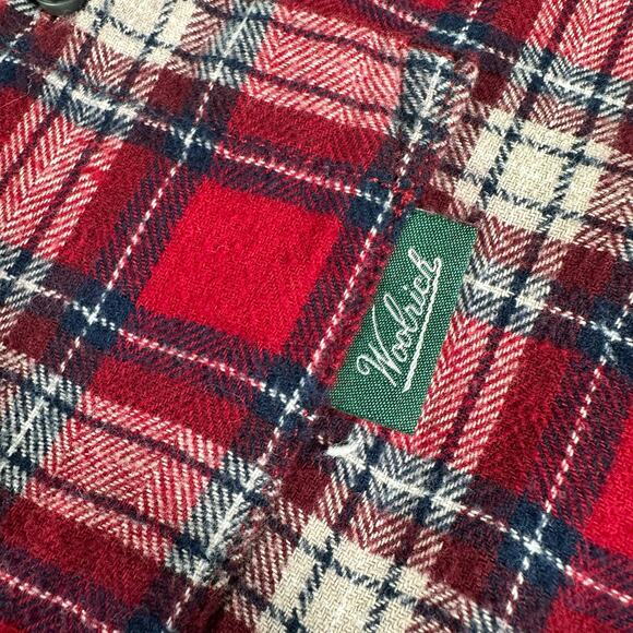 WOOLRICH Mens Large Red Plaid Flannel Button Down Shirt Long Sleeve VTG Y2K - Picture 7 of 12